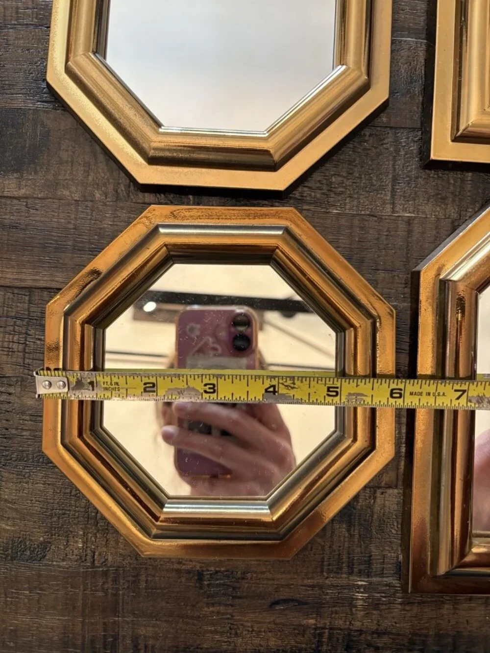 Vintage 1980s Burwood Products Gold Plastic Accent Mirrors Set of 5